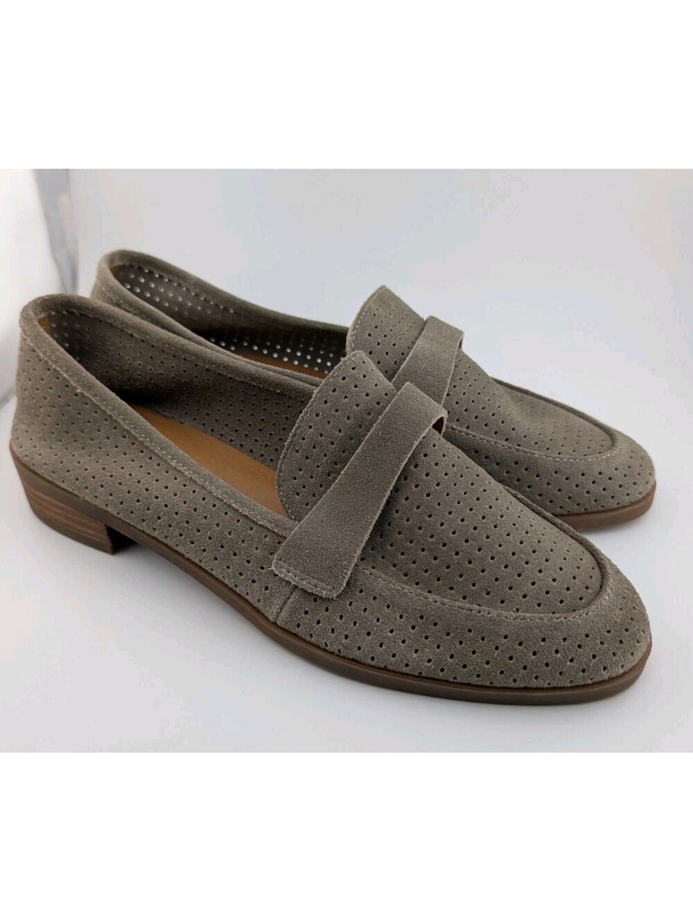 Lucky Brand 8.5 Grey Suede Leather Women's Penny Loafers Gray Slip On